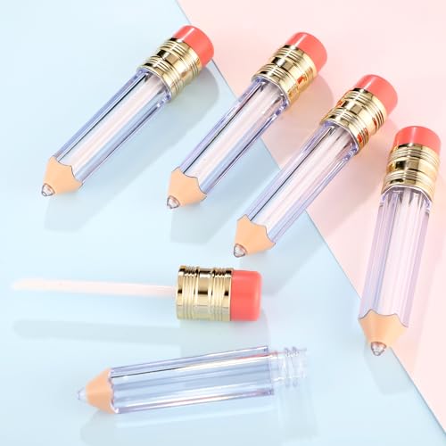 Blulu 24 Pcs 5 ml Pencil Lip Gloss Tube Empty, Gift for Back to School Teacher Appreciation Gifts Bulk, Pencil Lip Gloss Container Clear Refillable Tube for Women DIY Cosmetics3