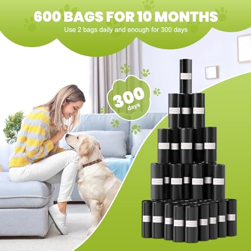Diboniur 600 Pièces Sac a Crottes Chien, Noir Sac a Caca pour Chien, Solides et Anti-fuite Sacs à Déjection Animale (40 Rouleaux, 15 par Rouleau) - Image 6