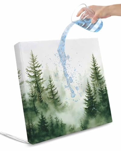 2 Pack Watercolor Forest Waterproof Cushion Covers with Ties, Outdoor Patio Chaise Lounge Chair Seat Cushion Slip Covers Replacement(Only Cover) Green Foggy Natural Landscape Plants 22