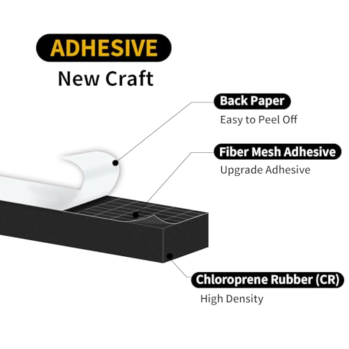 Image of Weather Stripping,High Density CR,Reduce Noise,1 /4 in x 1 /4 in x 33 Ft | Weather Stripping,Soundproof,Cold Insulation,Foam Insulation Tape for Door,Front Door Frame,Windows,Sliding Door,Black