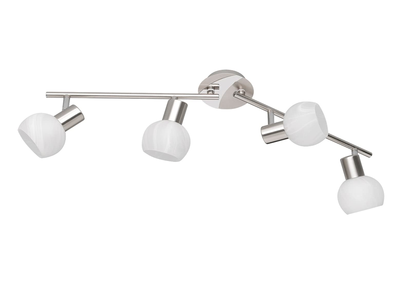 Reality Leuchten Antibes R80174007 Spotlight Bar Metal Matte Nickel/Chrome Alabaster Farib Glass White Excl. 4X E14