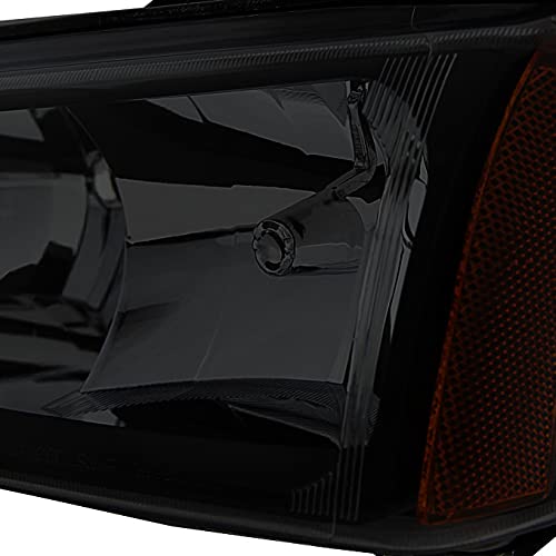 AKKON - For Black Smoked 03-06 Chevy Silverado Headlights Replacement + Bumper Signal Light Lamps 4pcs Set