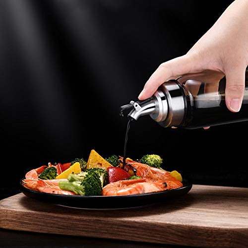 Bangboom7 Oz Glass Olive Oil Dispenser, Mini Vinegar Bottles For Kitchen, Short Liquid Cooking Cruet With Leak Proof Cap, Pour Spout, Scale Mark, Wide Caliber For Easy Clean (200Ml Oil) #TOP4