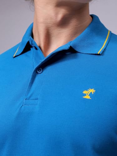 Image of The Indian Garage Co Men Slim Fit Solid Polo Neck Half Sleeves Tshirt