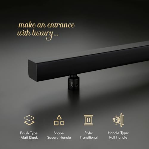 Image of LAPO 24 inch Stainless Steel Square Door Handle for Main Door, Wooden & Glass Door Pull Push Handle, Main Door Handle (Hole to Hole Size 455 mm,Pack of 1) Black Finish | 3 Years Warranty