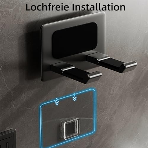 ULMDUEAEE Aluminium Fönhalter ohne Bohren - Mit Kabelaufbewahrung, Föhn Halterung Wandhalterung, föhnhalterung Bad ohne Bohren, Haartrocknerhalter für Bad, Barbershop, Hotel (Schwarz)
