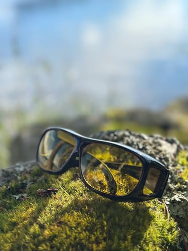 WEDO Nachtsicht-Brille zum Überziehen – Gelb getönte, polarisierende Gläser für Autofahrer, blendfrei & normgerecht (ISO), kompatibel mit Korrektionsbrille