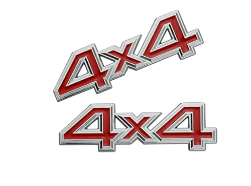 Image of 2 Pcs 3D 4X4 Emblem Badge car NameplateSide Fender Rear Trunk Compatible with 1500 2500 3500 Off-Road Vehicle /SUV /Pickup (Silver red)