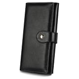 Professional RFID Blocking Wallet for Women - Genuine Leather Work Purse with Phone Pocket, Large Capacity Organizer for Credit Cards, ID, Cash & Office Essentials (Black)