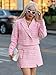 Cicy Bell Womens Cropped Tweed Blazer Sets 2 Piece Outfits and Mini Skirt Sets Business Casual Suits Pink