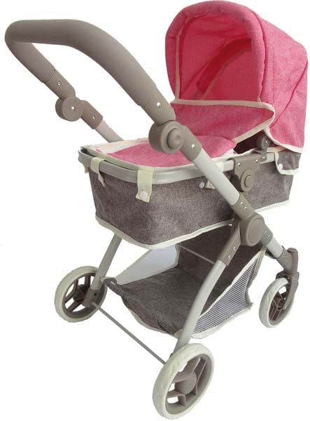 DON DINO Coche Capota pequeño Ruedas girator Marron/Rosa