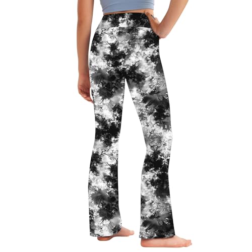 Teen Girls Graphic Flare Yoga Leggings Kids Preppy High Waist Yoga Pants Petite Lightweight Gradient Dance Pants4