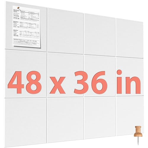 Image of MaxGear Felt Bulletin Board 48 inch x 36 inch, White Felt Wall Tiles Wall Decor