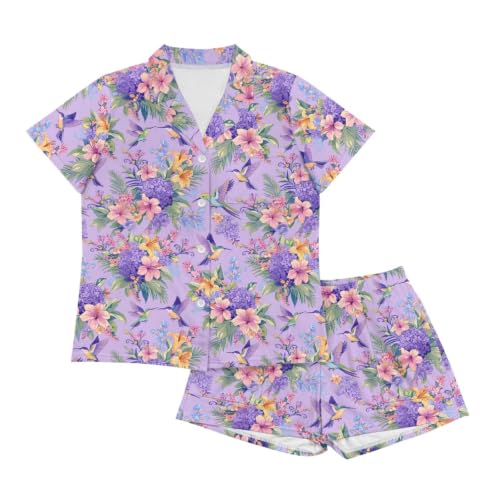Image of Women's Short Sleeve Sleepwear Pajamas Nightwear with Pockets