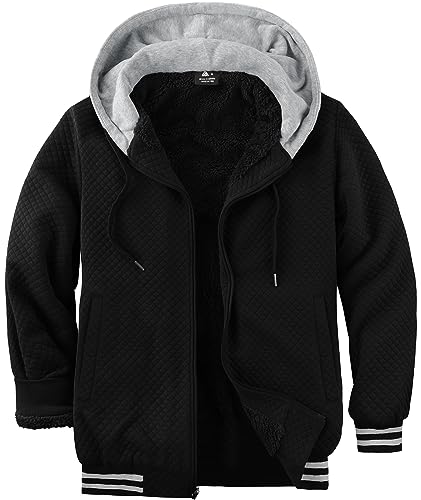 Image of GEEK LIGHTING Mens Fleece Lined Hoodies Zip Up Waffle Knit Thicken Hooded Sweatshirts Winter Jackets