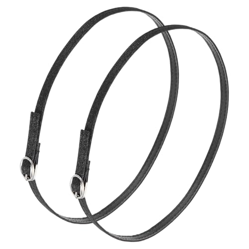 sourcing map 1 par de correas de tobillo de repuesto para tacones, correas desmontables de piel sintética, color negro destello, Negro flash, 0.8cm