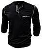 Ophestin Men's Henley Shirts Long Sleeve T Shirt Casual Fashion Shirt Buttons Tee Top Black 3XL #1