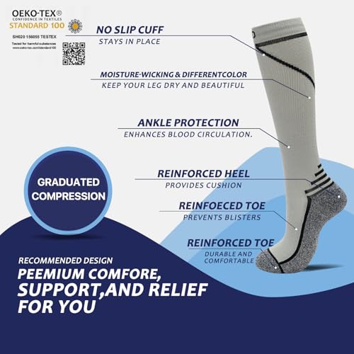 Image of fenglaoda 8 Pairs Compression Socks for Men & Women 20-30 mmHg Knee High Nurse Pregnant Running Medical and Travel Athletic