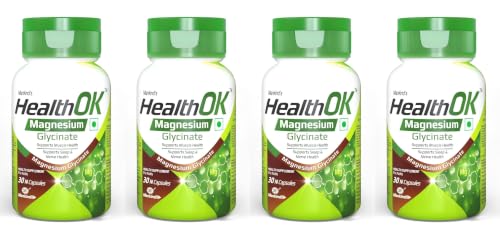 Image of Mankind Health OK Magnesium Glycinate Supplements - High Absorption Formula for Muscle Relaxation, Nerve Health & Calm Sleep - 30 Tablets x Pack of 4