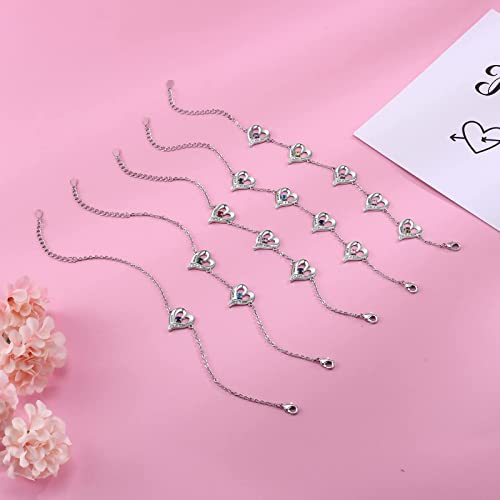 Lanm Personalized Mom Gifts Mothers Charm Bracelet With 5 Birthstones Custom Name Bracelet For Mom Heart Bracelet For Women Family Jewelry For Girls Wife Girlfriend Birthday Mothers Day Gifts #TOP5