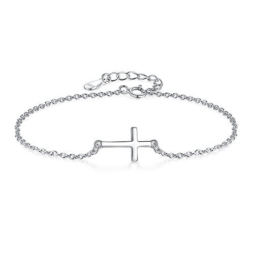 Choice Of All Sideways Cross Anklet Bracelet For Women Silver Ankle Chain Foot Jewelry (B:sliver) #TOP6