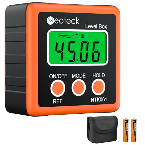 Neoteck Inclinometro Digital Buscador de Ángulo Digital con Base Magnética Transportador Digital para Helicóptero/Ángulo de Bisel de Prueba y Reparación de Automóviles-Naranja