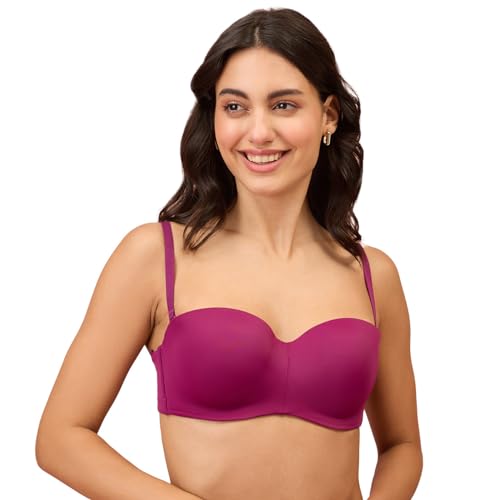 Image of NYKD NYB027 Cotton Padded Wired Multiway Strapless Bra Anti Slip Seamless Bonded Neckline Detachable Straps (Plus