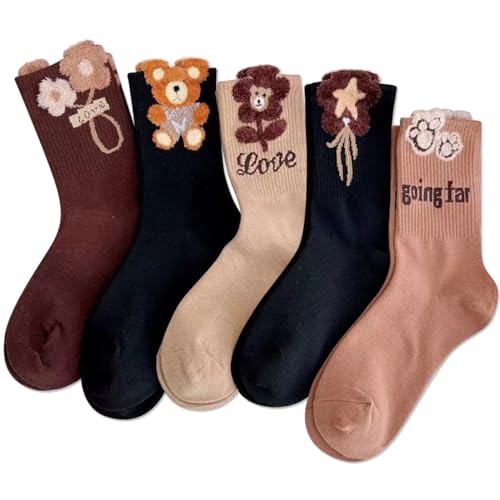 Image of IIG 5 Pairs Womens Novelty Cute Crew Socks Colorful Funny Ankle Socks Gifts for Womens Socks