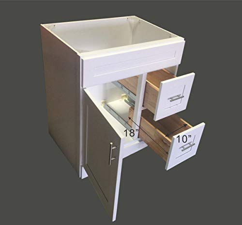 New White Shaker Single-sink Bathroom Vanity Base Cabinet 30\" Wide x 21\" Deep WS-V3021DLR