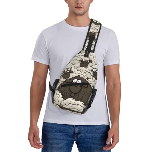 Bolso bandolera negro con diseño de oveja para senderismo miniatura 2