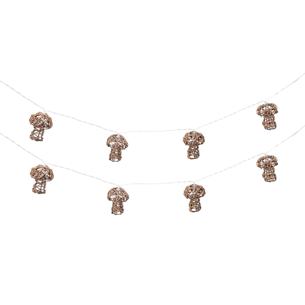 ValueLights | Mushroom Rattan 10 x Battery Operated Outdoor Garden String Lights