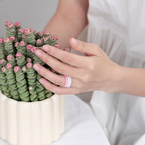 Egnaro Women's Silicone Stackable Rings, 3.2mm Wide Thin Rubber Wedding Bands For Her, Flexible For Workout3