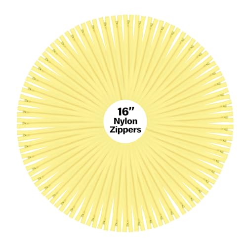 Image of Mandala Crafts 80 PCs Butter Yellow Closed-End 16 inch Nylon Zippers for Sewing