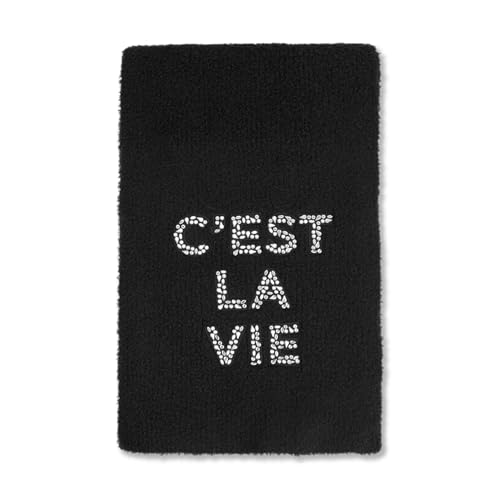 KARL LAGERFELD womens Sparkle Embroidered Letters C'est La Vie Scarf2