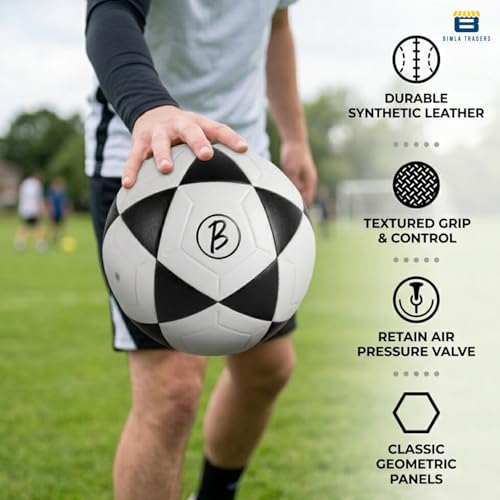 Image of Btag Football with Pump | Rubber Moulded Training & Match Ball | Suitable for All Age Groups | Outdoor Waterproof | for Ground, Grass & Turf (Black)