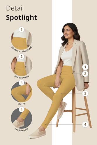 Image of Women's Cotton Lycra Ankle Length Leggings | Regular Rise, Soft 4 Way Stretch Fabric | Casual & Ethnic Wear