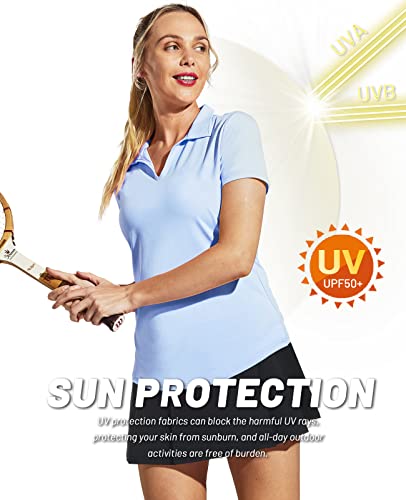 Image of MIER Women's Golf Polo Shirts Collared V Neck Short Sleeve Tennis Shirt, Dry Fit, Moisture Wicking