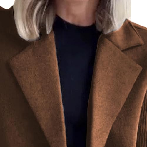 Women's Double Breasted Button Outerwear Lapel Knitted Patchwork Coat Long Sleeves Jackets Blazer Sweater3