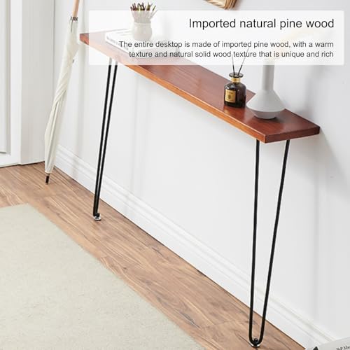 Mesa consola moderna de madera detrás del sofá para pasillo largo 4