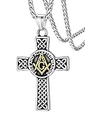 FaithHeart Masonic Cross Pendant Celtic Knot Necklace for Men Women Vintage Irish Jewelry Punk Rock Master Mason Neck Charms
