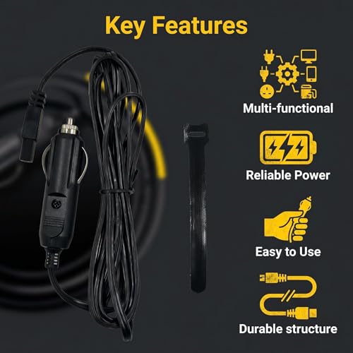 Image of 12V DC 2m Car Charger Extension Cable for Cool Box /Mini Fridge, 2 Pin Plug Replacement Power Cord, for Portable Equipment Power Supply Cable (with Storage Buckle)