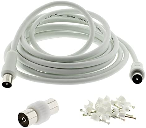 Câble TV Coaxial T 2m Mâle/mâle Avec Adaptateur Femelle