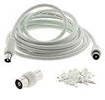 3C2V TV Coaxial Cable 3M - Nickel Plated RF Coax Extension Lead for Freesat, Aerial Socket, Freeview, Sat,DVD,VCR,SKY, Smart U-HD TV, Virgin, BT, Antenna Box, Y Splitter, Signal Booster 3 Meter