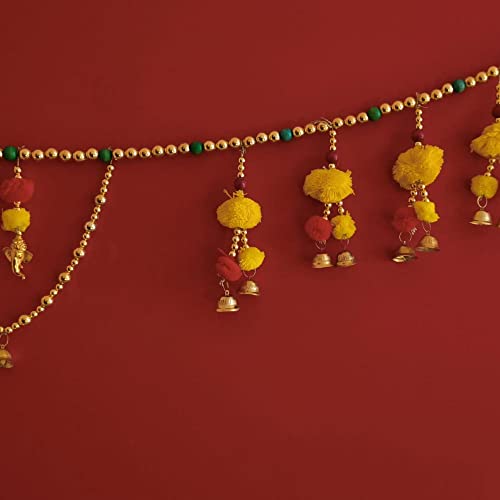 Image of Handmade Door Hanging Round Moti Style Bandarwal Toran (TMR-06) -Diwali New Year Inauguration Wedding Festival Home Decor Pooja (40 Inch X 6 Inch)