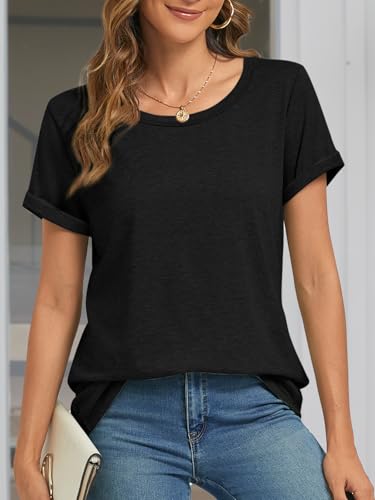 ATHMILE T Shirts Short Sleeve Scoop Neck Tees for Women Fashion Tops Trendy Casual Summer Outfits Clothes 20252