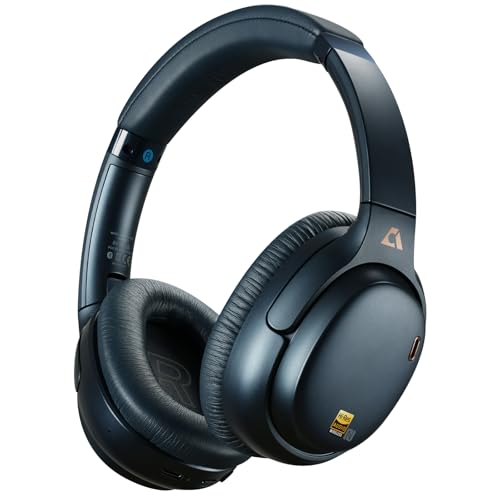 1Mii E700 Hybrid Active Noise Cancelling Headphones, Bluetooth Over Ear, Wireless Hi-Res Audio with LDAC & aptX Low Latency for Airplane Travel & Home TV, AI Translation & Custom EQ via APP, Indigo