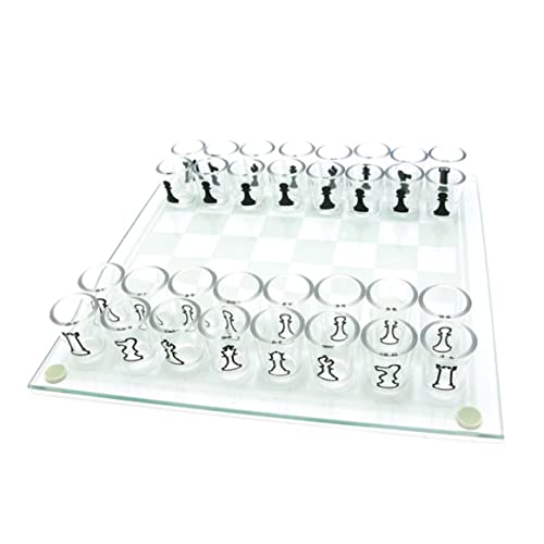 Jeu d'échecs en verre avec verres à shooter pour adultes - Set de jeu à boire