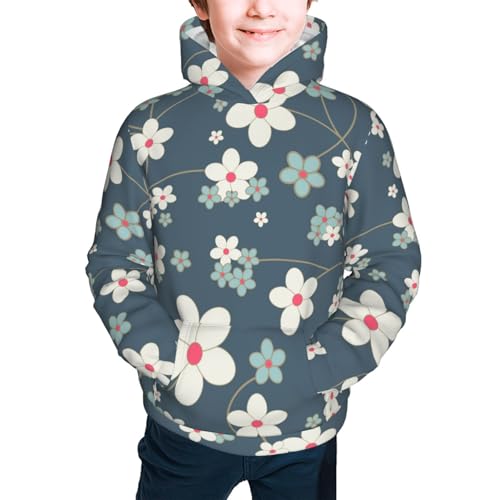 Blue Flower Kid Hoodies Boys Sweatshirts Girls Pullover with Pocket3