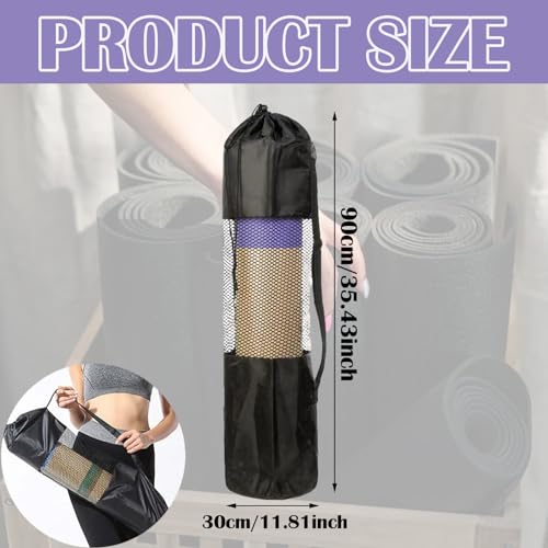 aqlbhz Yoga Mat Bags Yoga Mat Carry Bag Adjustable Strap for Most Yoga Mats to Gym Class Beach Park Travel for Women & Men Biking Running Public Transport(Black)