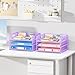 Subekyu 2-Pack 3-Tier Purple Metal Mesh Desk Paper Letter Tray & File Sorter Organizer with Handle + 1 Sliding Tray for Desk, Home, Office, School Supplies, A4 Paper and Accessories Storage